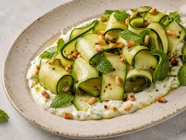 Courgette salad using the whole courgette