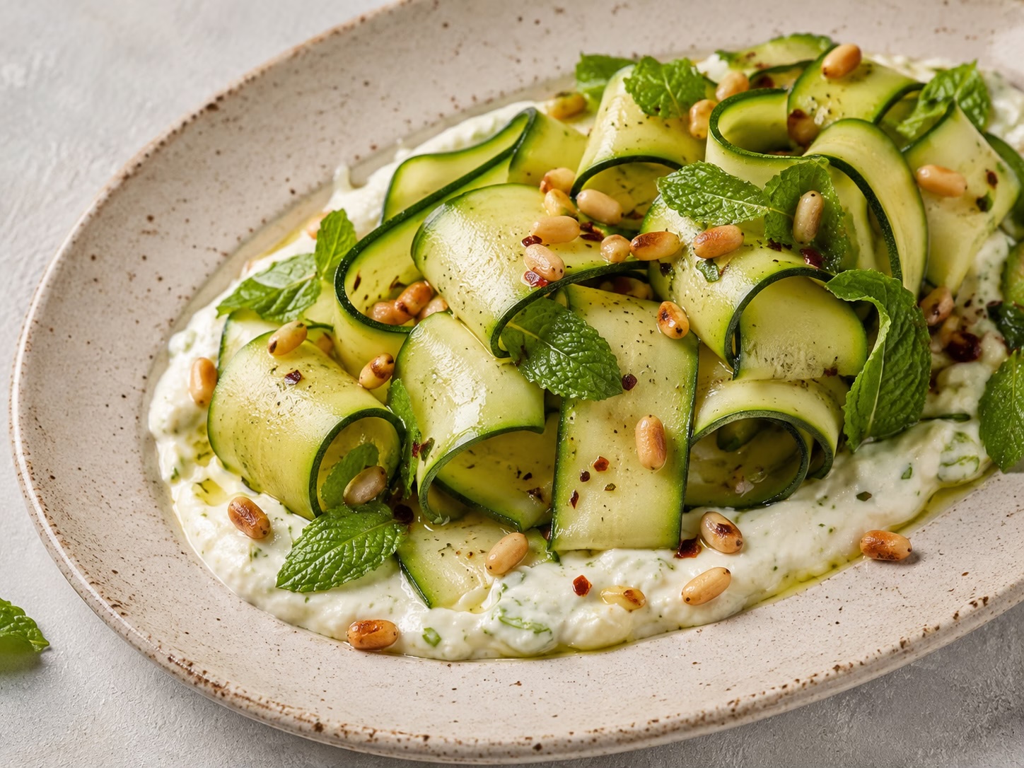 Courgette salad using the whole courgette