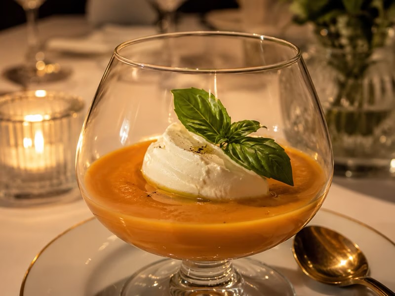 Gazpacho of smoked tomato and roasted pepper