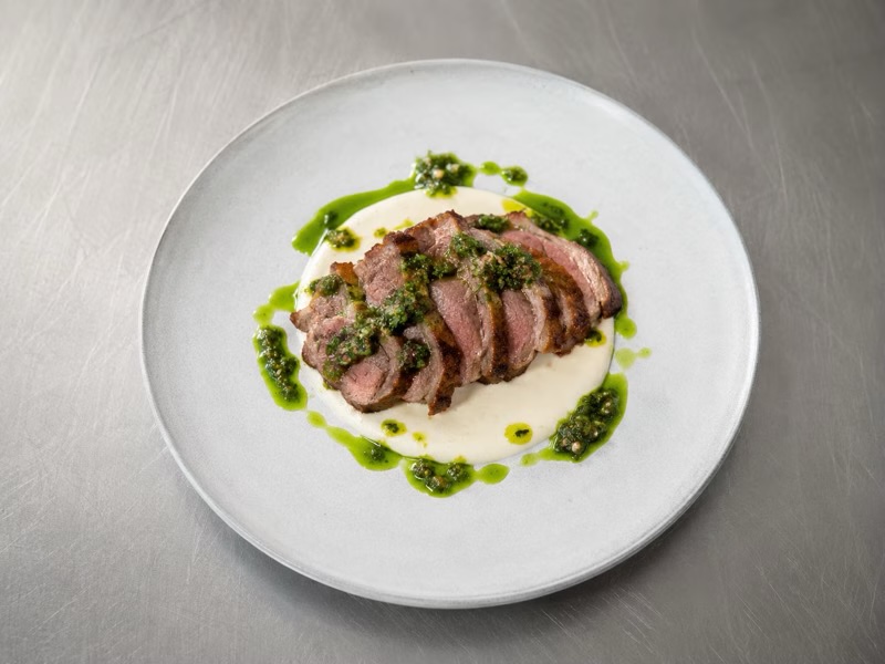 Slow-cooked lamb shoulder with gremolata and turnip-vanilla purée