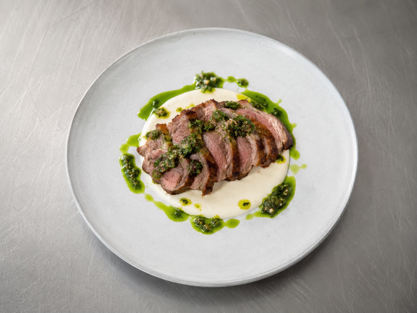 Slow-cooked lamb shoulder with gremolata and turnip-vanilla purée