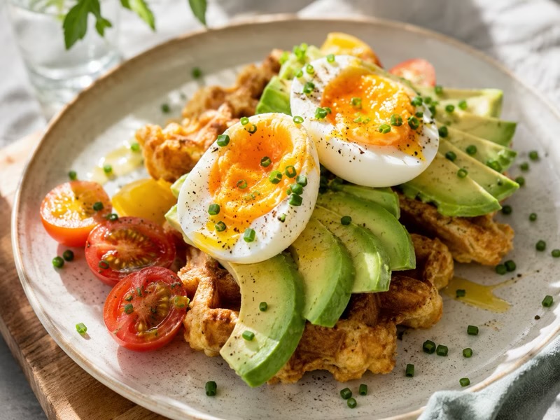 Sweet potato & pumpkin waffles with egg